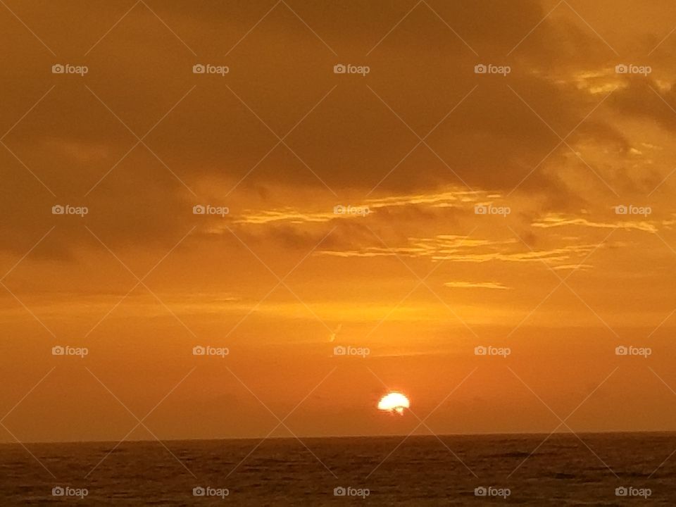 Cloudy Morning sunrise on Hollywood beach; South Florida
