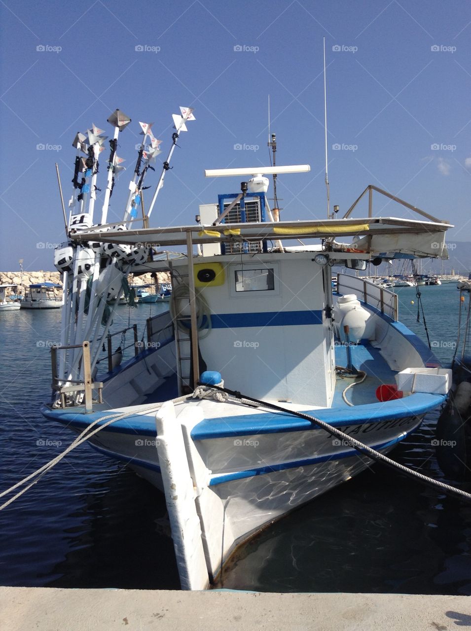 Fishing Boat Latsi harbour Cyprus.