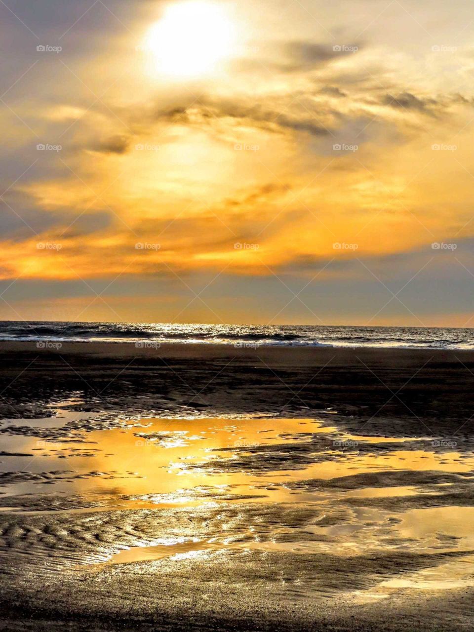 Perfect Reflected Yellow Sunset in the Sand "Yellow Submarine"