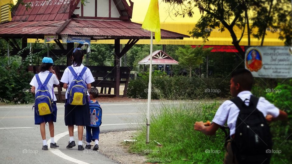 go to school. go to school, primary school, thailand student