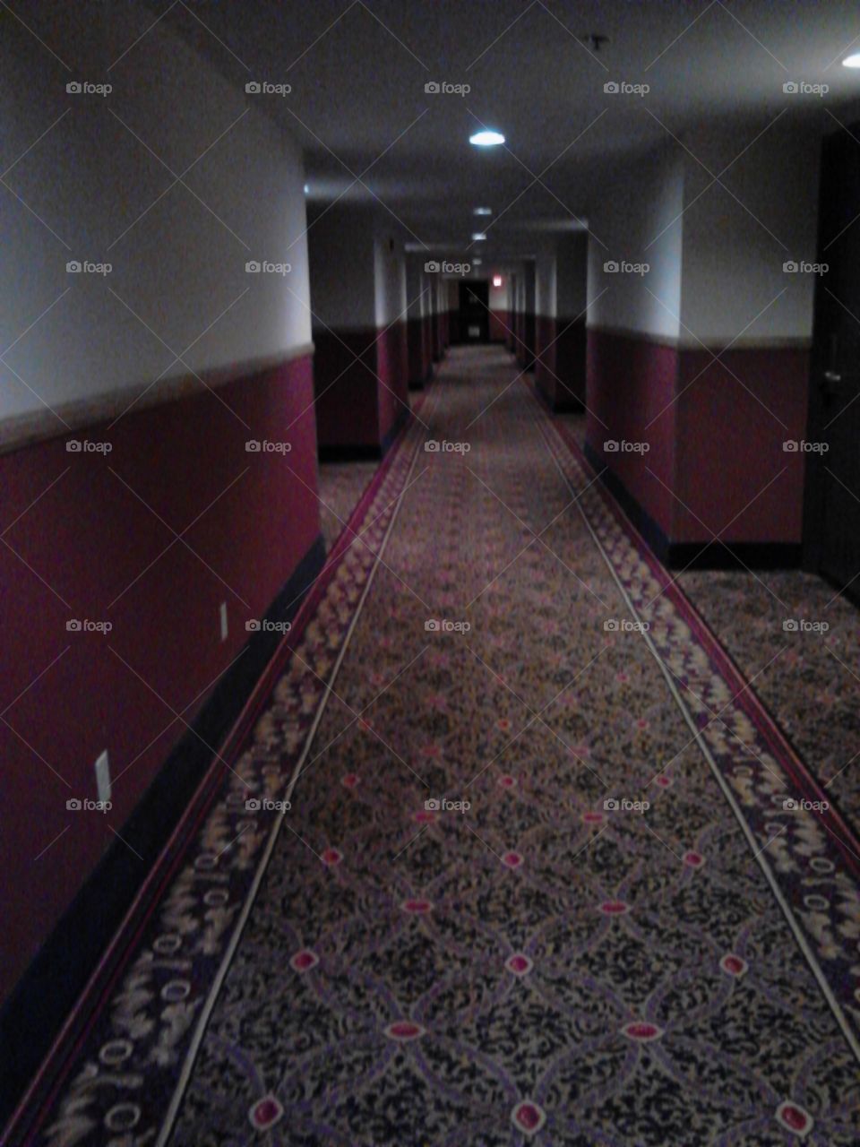 Creepy hotel hallway, like The Shining, Railroad Pass Casino, Henderson NV USA