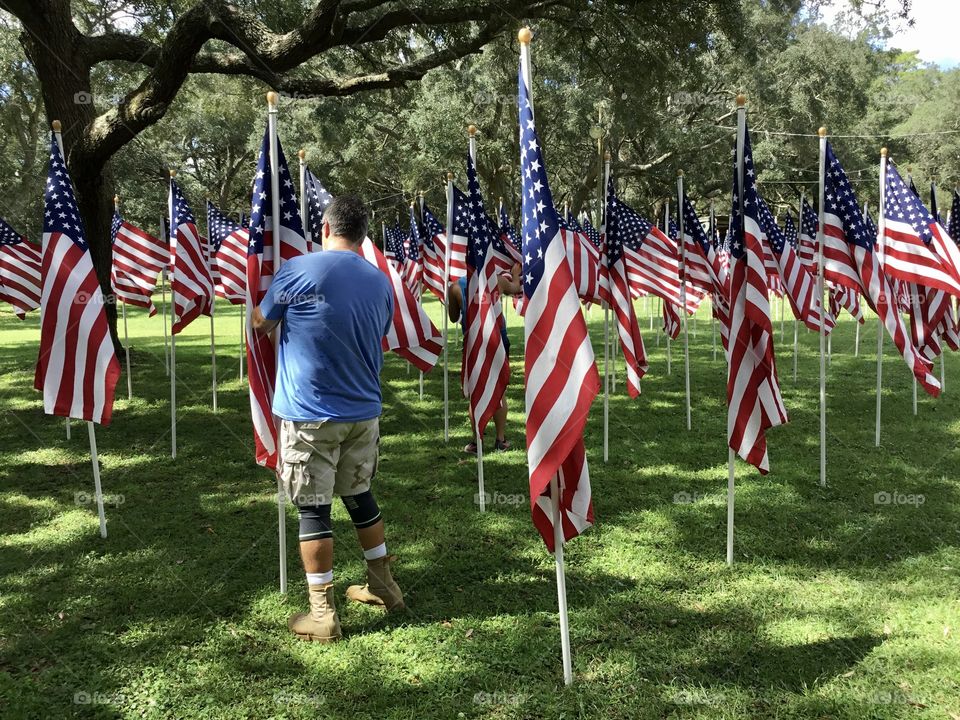 American Flag by Foap Missions - United States of America Flag Colors - White signifies purity and innocence, Red, valor and bravery, and Blue (the broad band above the stripes) signifies vigilance, perseverance & justice