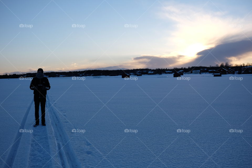 Sunset, Water, Dawn, Lake, Winter