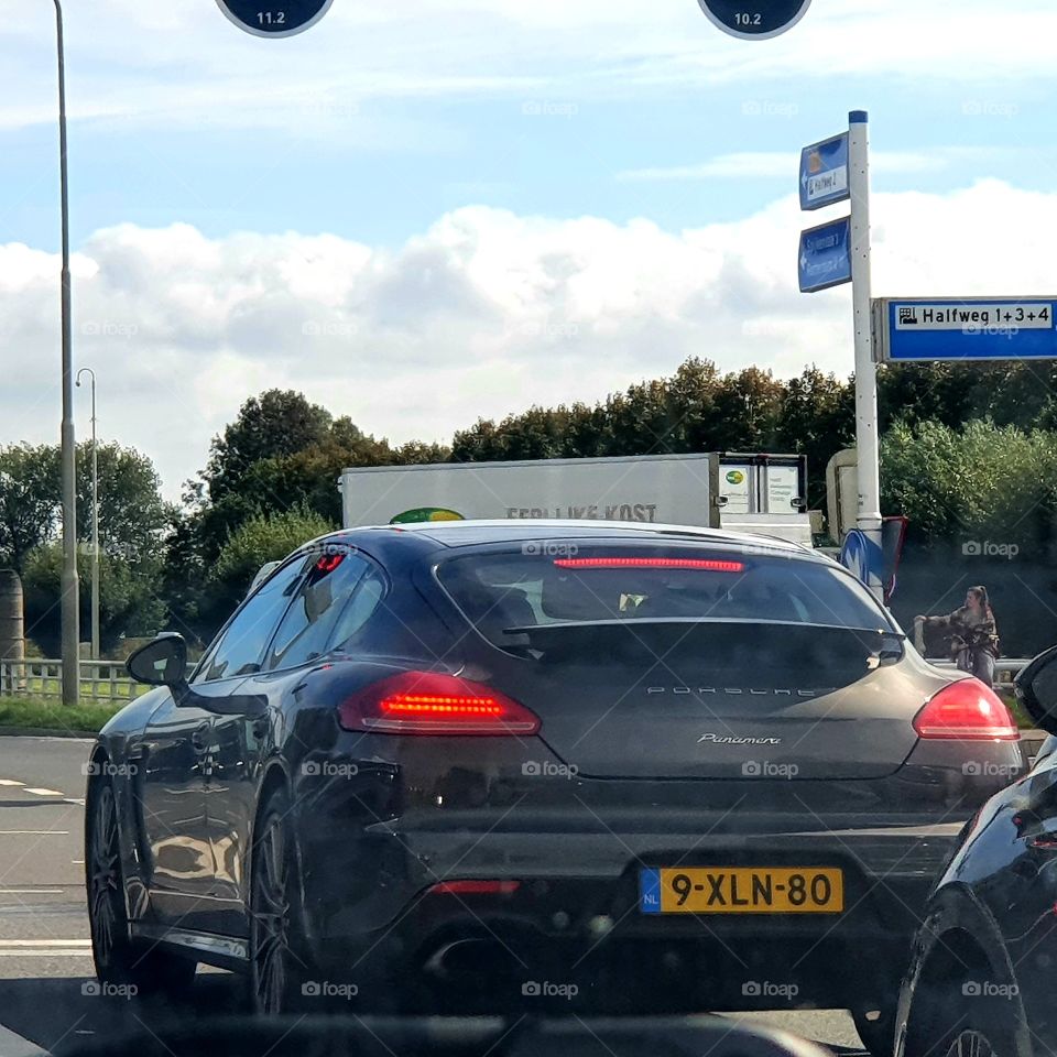 A nice Porsche for the red traffic light. the Netherlands