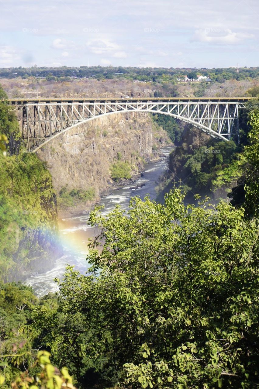 Rainbow at the Victoria Falls Bridge: Zambia and Zimbabwe 