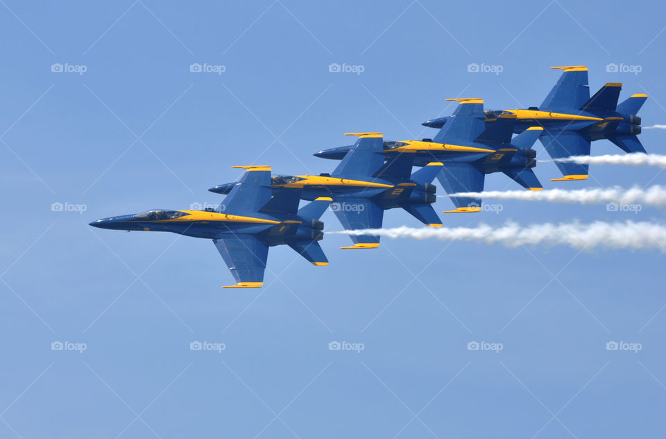Blue Angels Jets flying in unity 