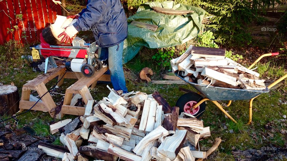 Splitting wood. Splitting wood