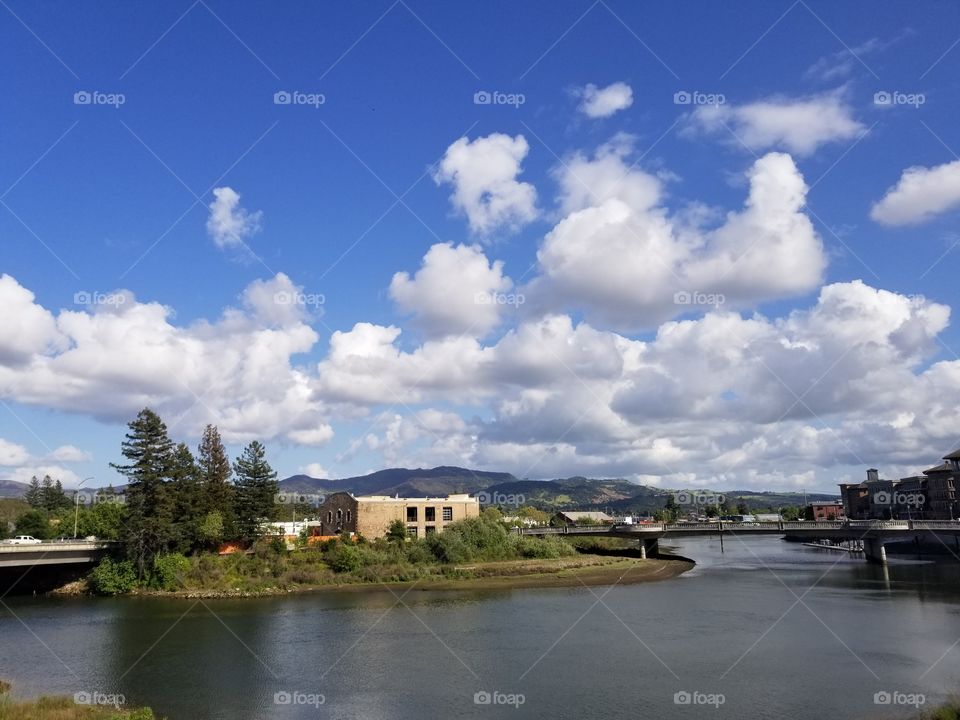 Views from the First Street Bridge over Napa Creek and Bypass. #serene #fluffyclouds #relaxationmode #naturemade