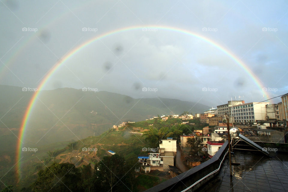 china chinese rooftops rainbow by mengzishiliu
