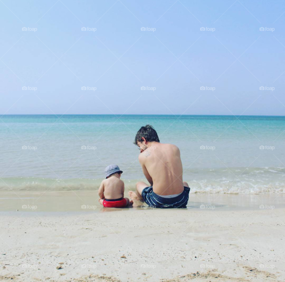 day at the beach with the kid