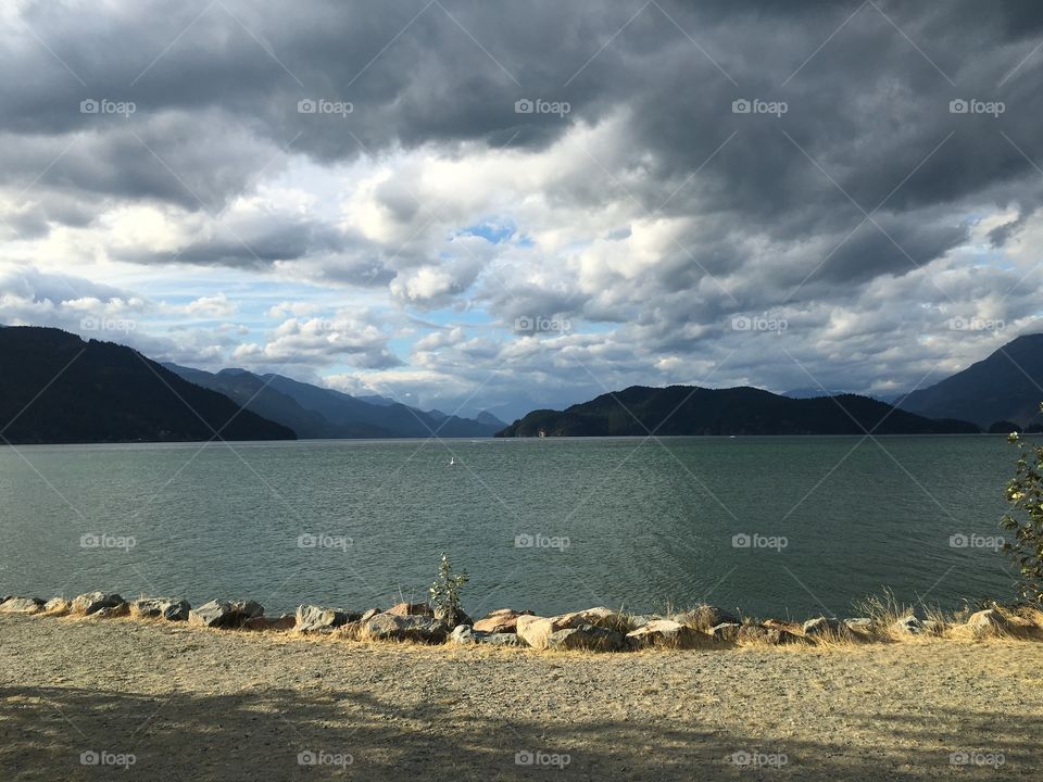 Cloudy sky over river