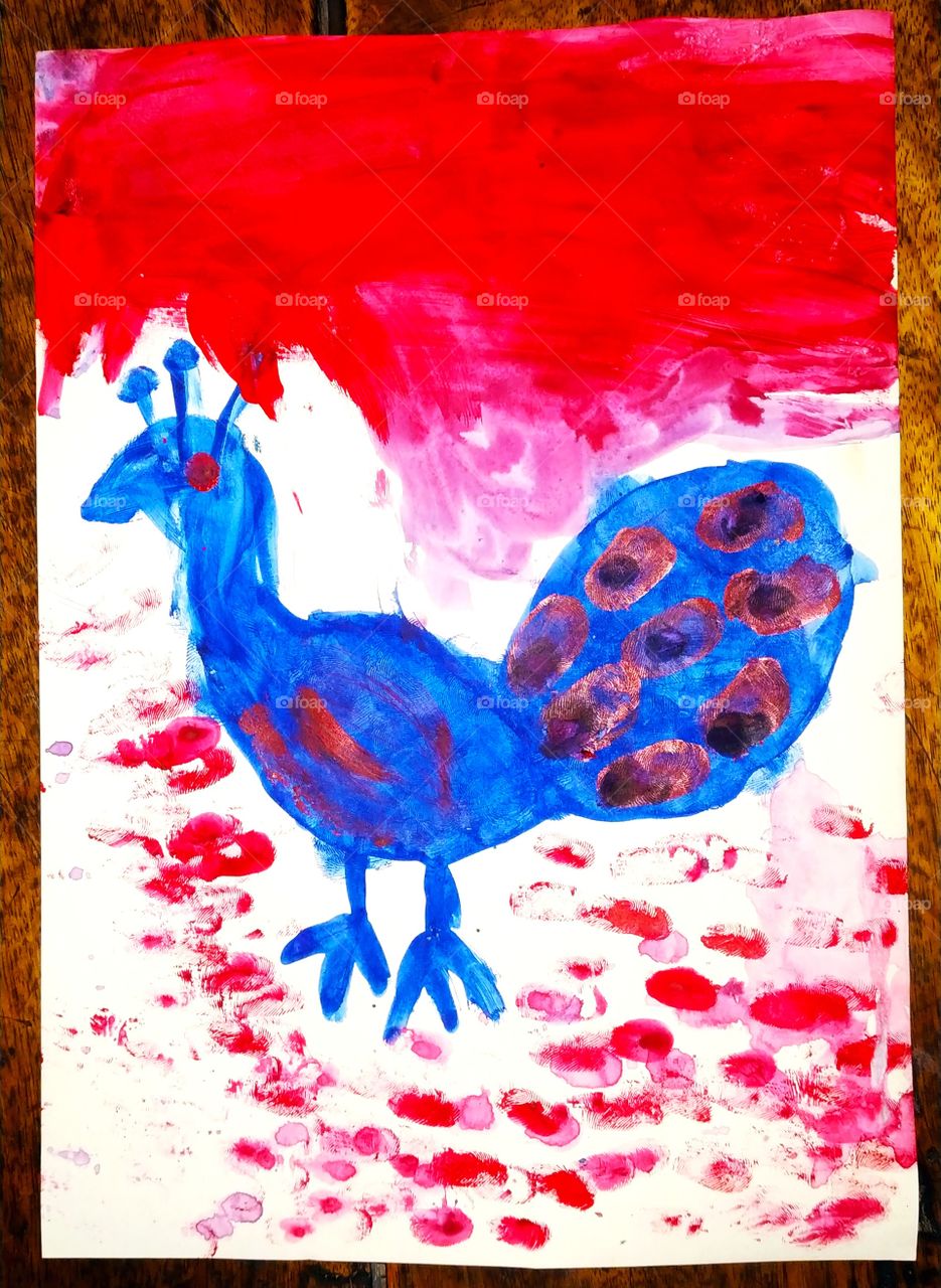 peacock kid painting