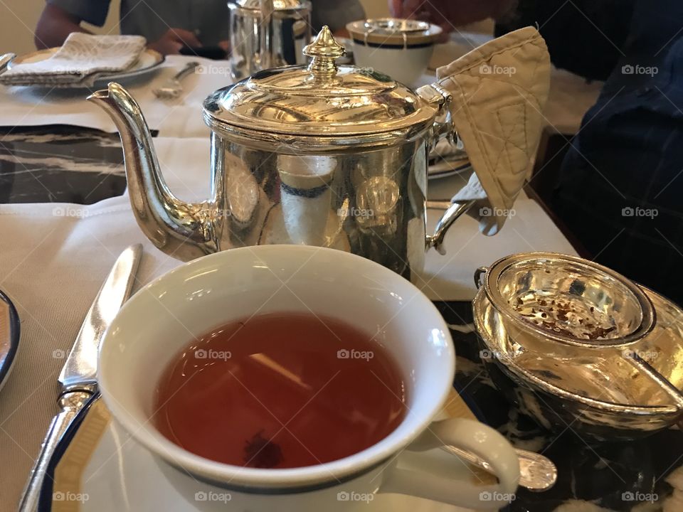 A silver pot of tea...indulgence at its best ..