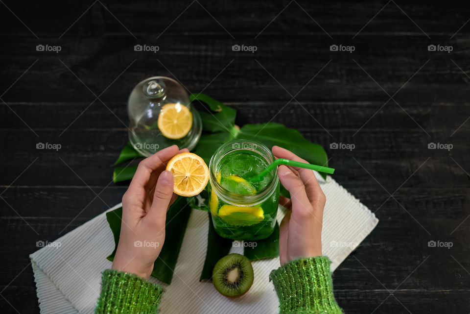 High angle view of a mason jar