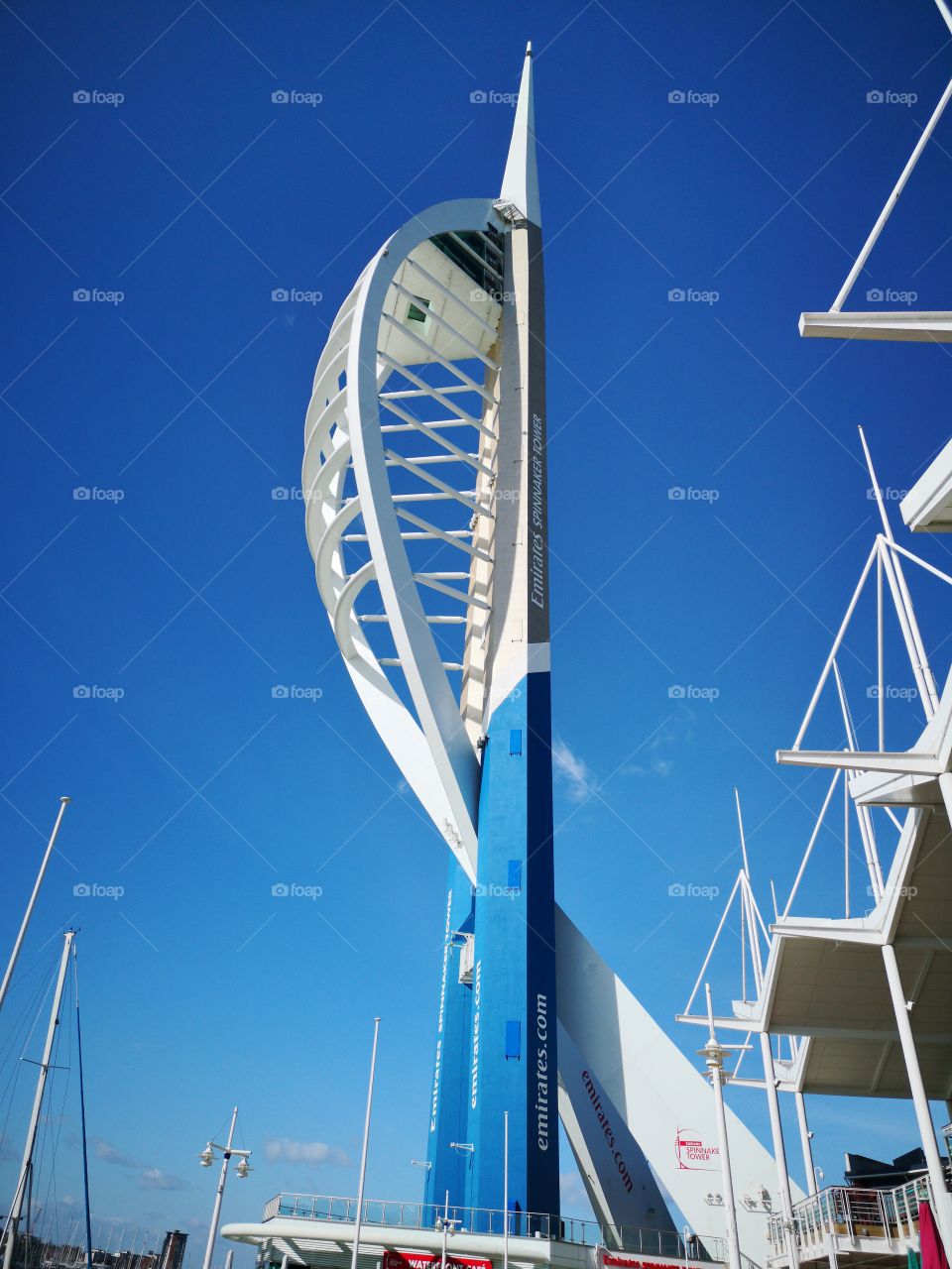 Bright blue sky... Highlighting the Spinnaker tower in Portsmouth.