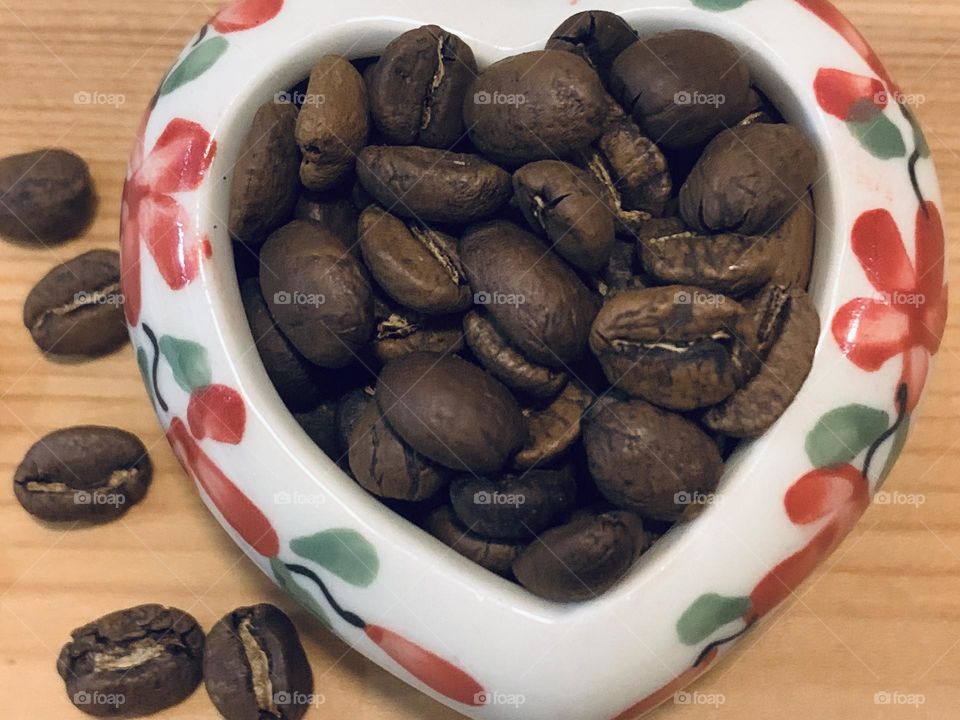 Coffee beans heart shape 