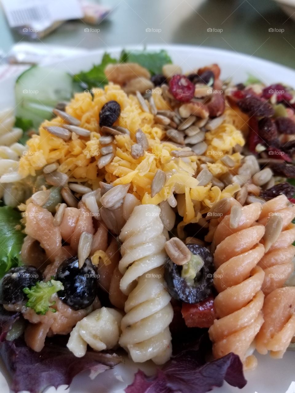 Delicious tasty salad with pasta