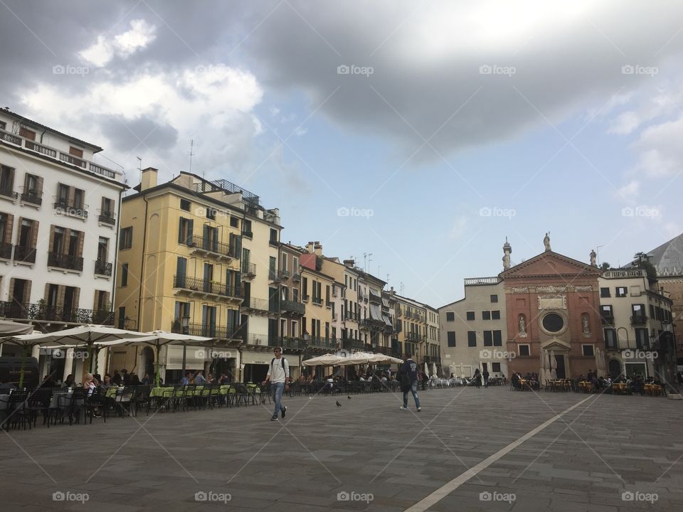 Clouds over a square in padova italy 