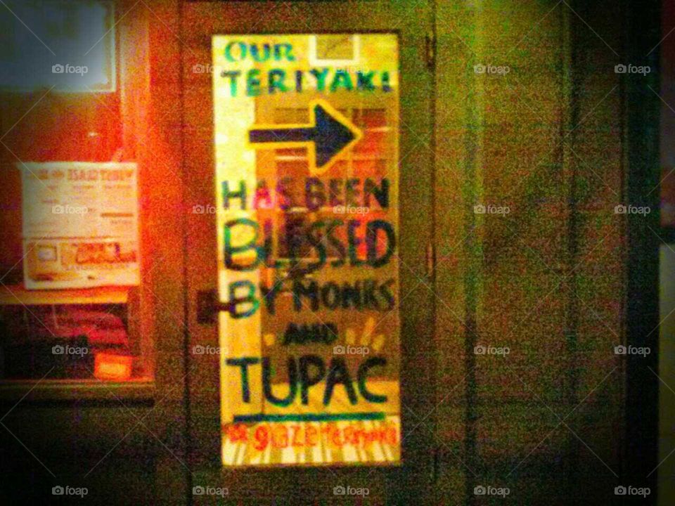 Monks & Tupac. random door in Midtown NYC