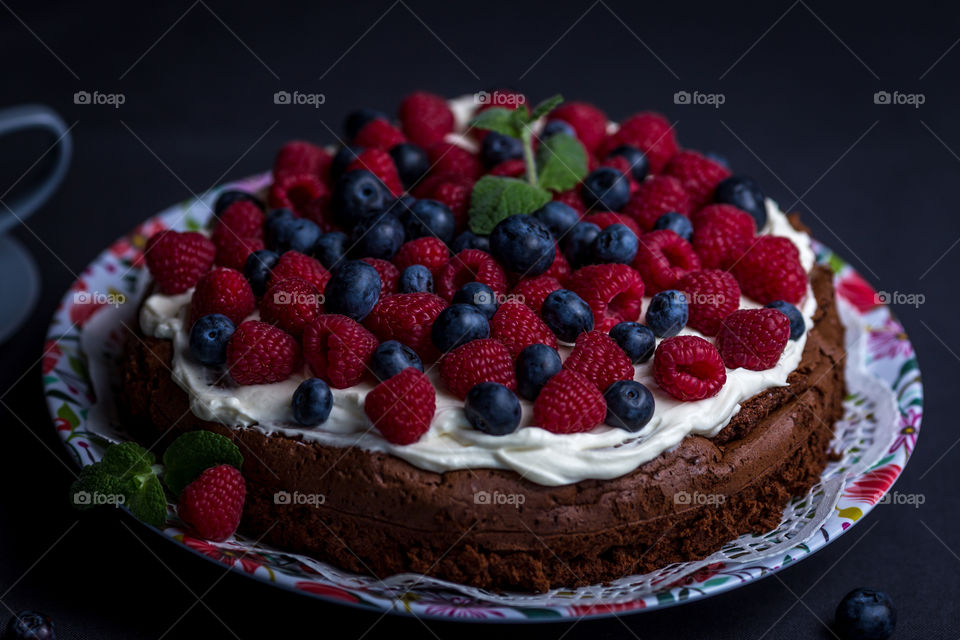 High angle view of cake