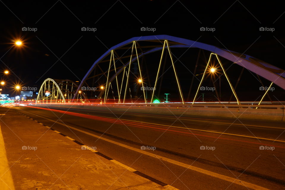The light of cars on the bridge 