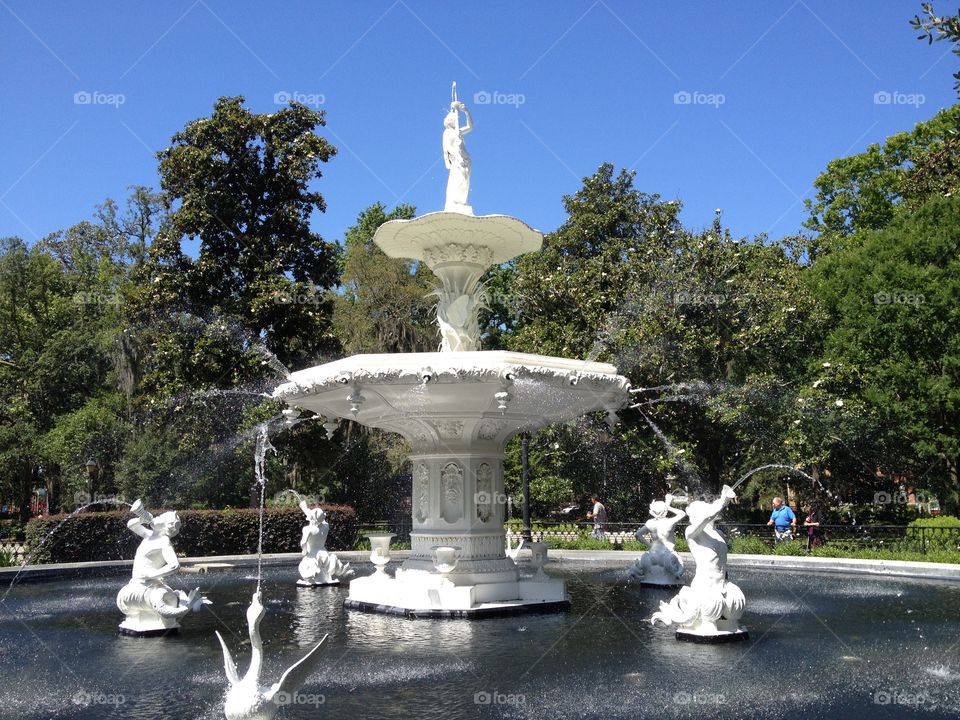 This is the beautiful fountain that sits at the north end of Forsyth Park. Forsyth Park is the largest park in the historic district of Savannah Georgia.