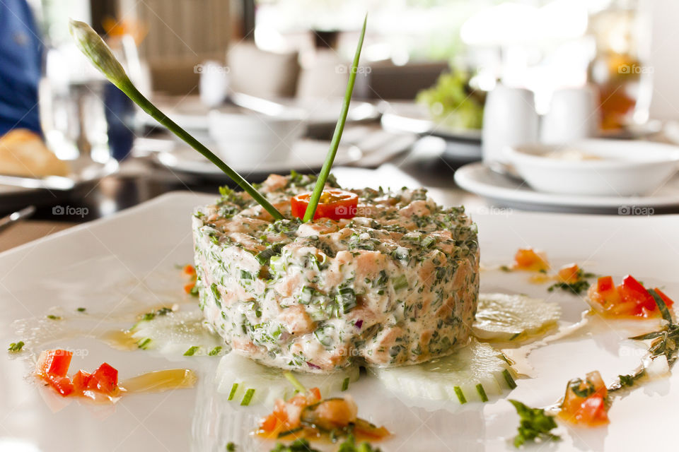 Salmon  tartar . delicious starter for light lunch