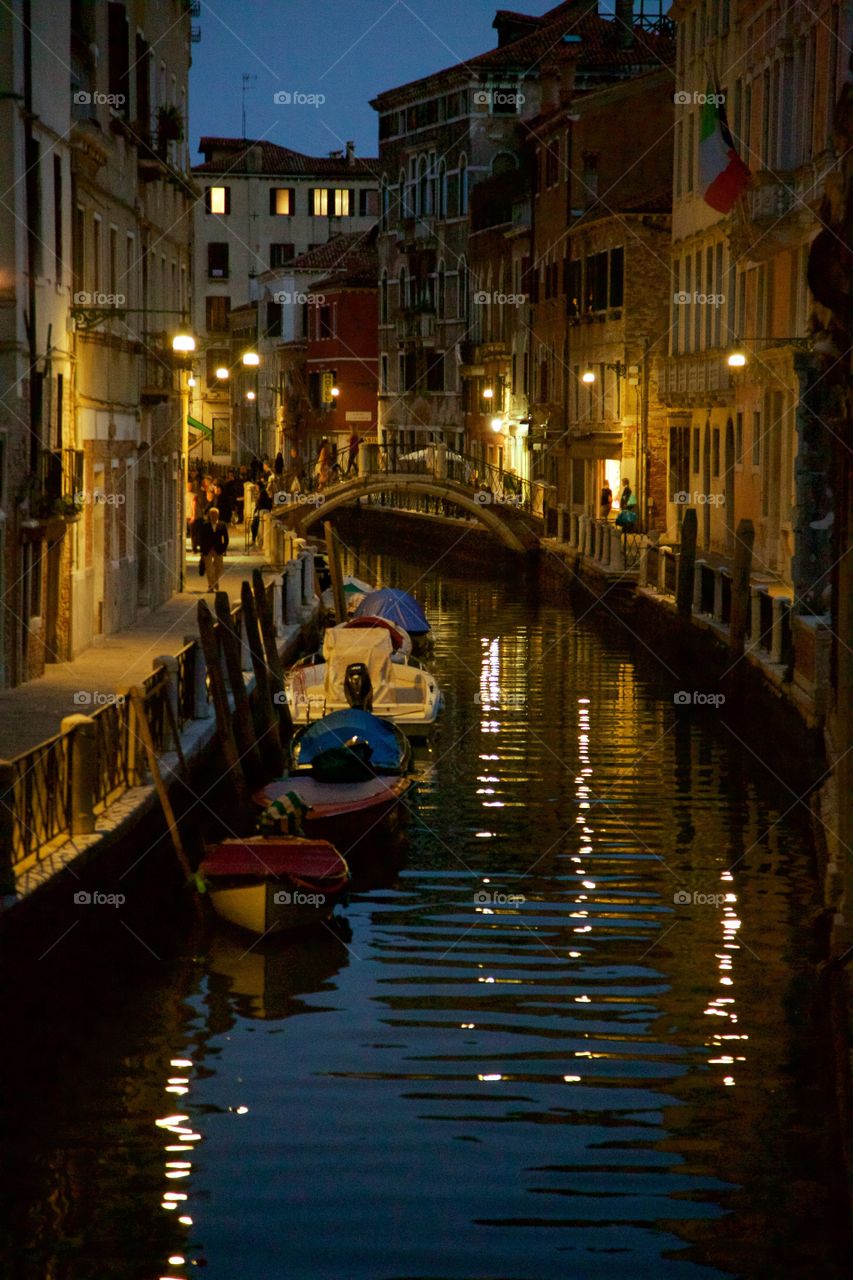 canals of Venice at dusk