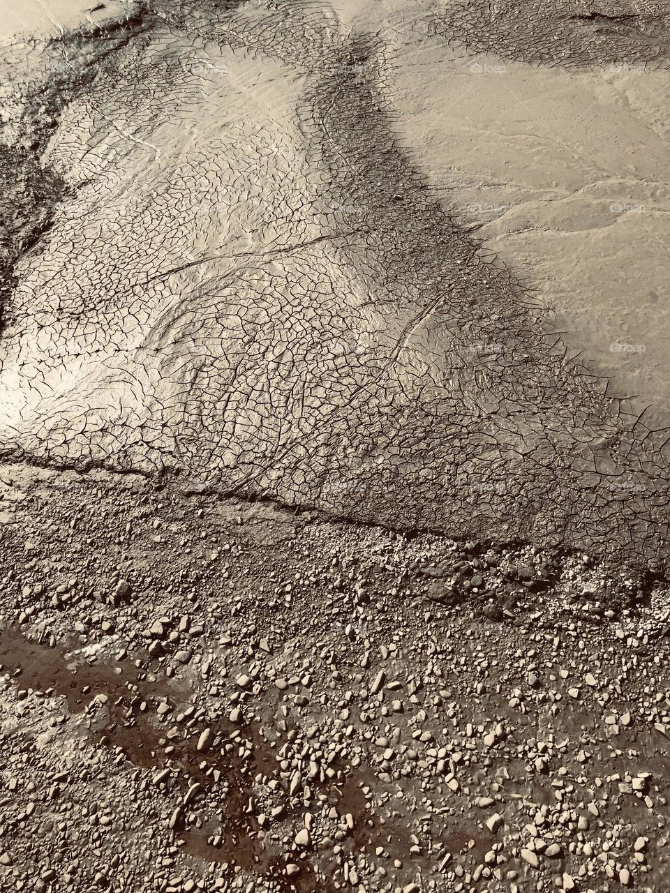 dried river bed due to global warming of the planet, natural texture