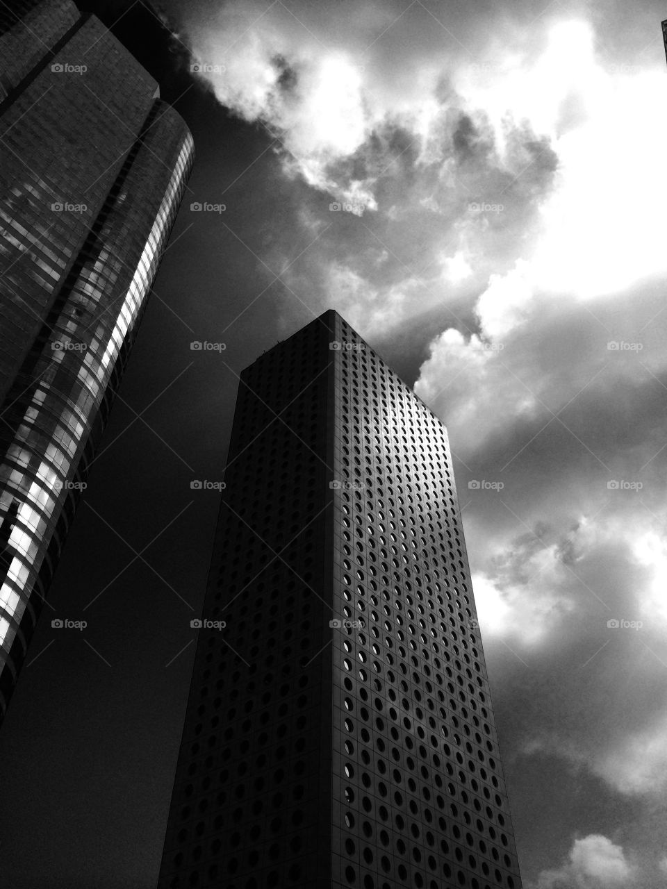 Hong Kong skyscraper . Black and white Jardine building 