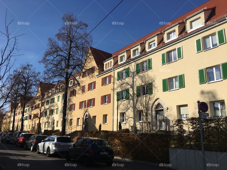 Colorful buildings in city of Stuttgart