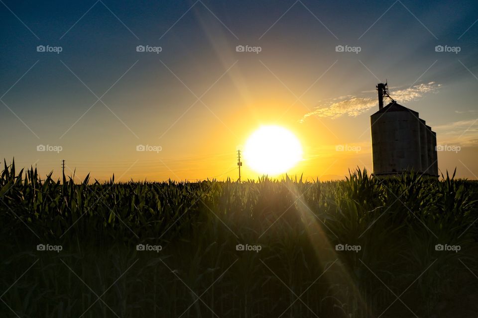 Sunrise at Morrison Ranch abandoned silos