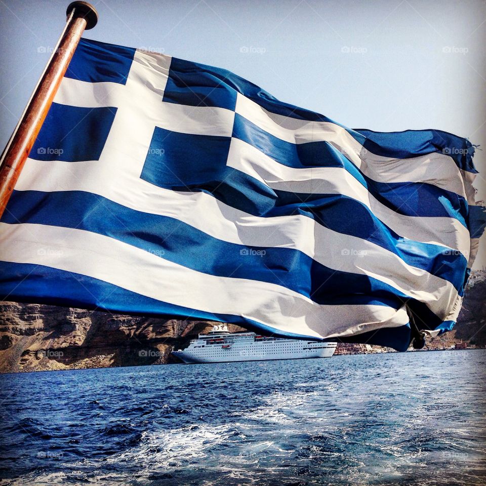 Greek Flag. Greek flag flapping in the wind