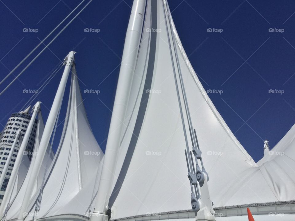 Masts on the boats on the Harbour in Vancouver along the Pacific Ocean 