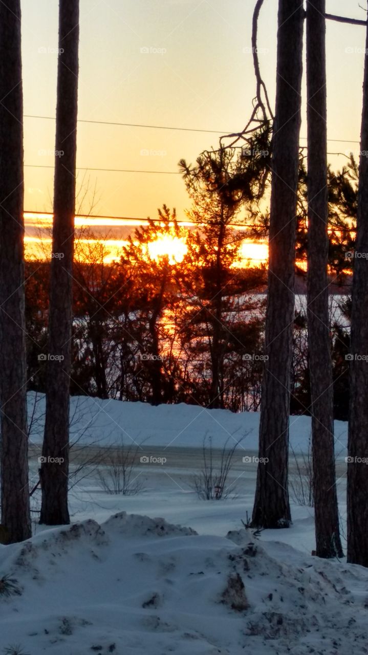 winter sunset in northern ontario