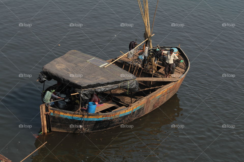 Life on river boat for earning...Fishing boat...