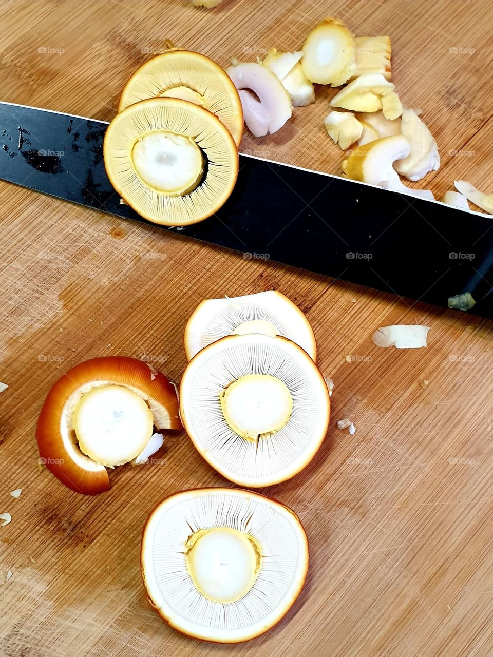 cutting mushrooms