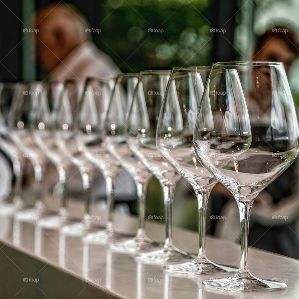 row of wine glasses