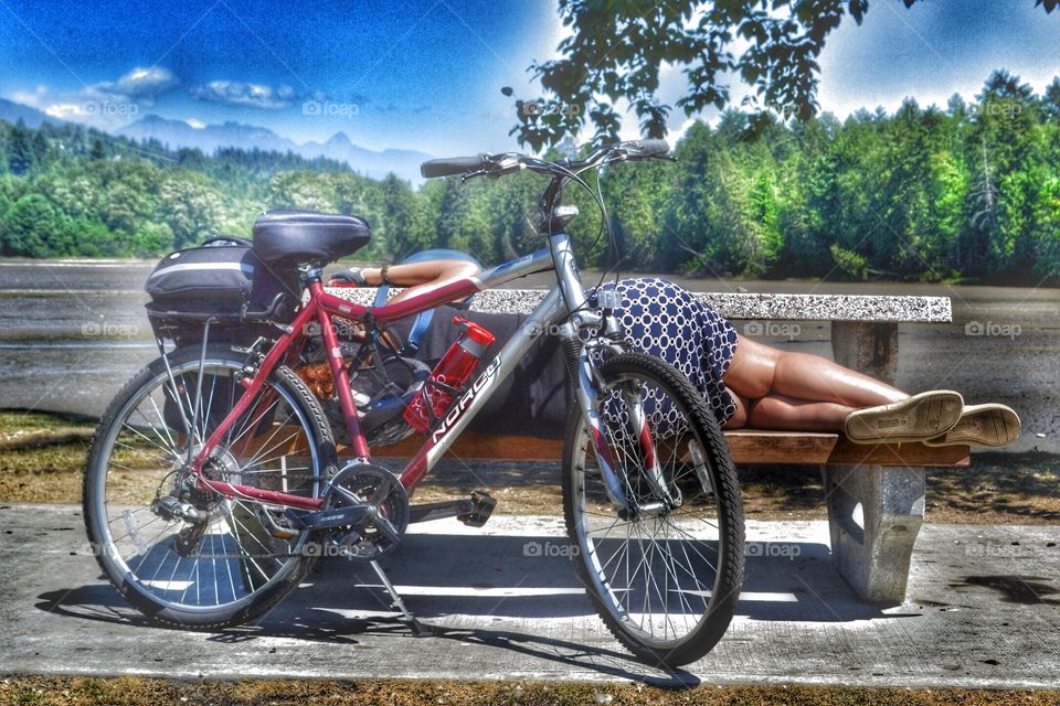 stopping for a nap...on a park bench . stopping for a nap...on a park bench 