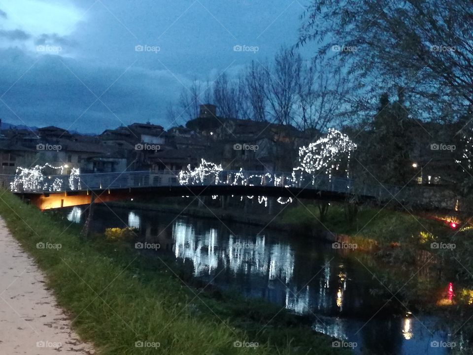 Lights reflected on the river