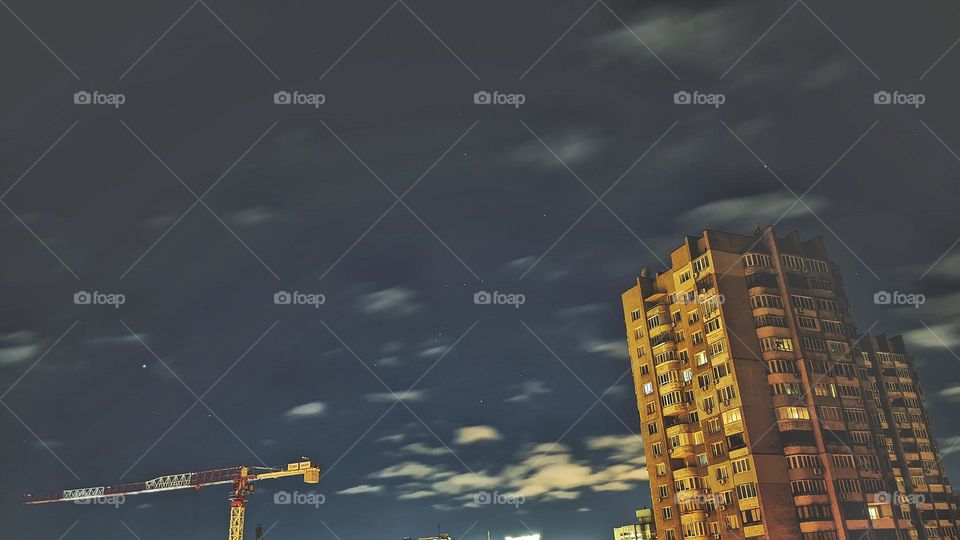 night sky in the city of Kiev