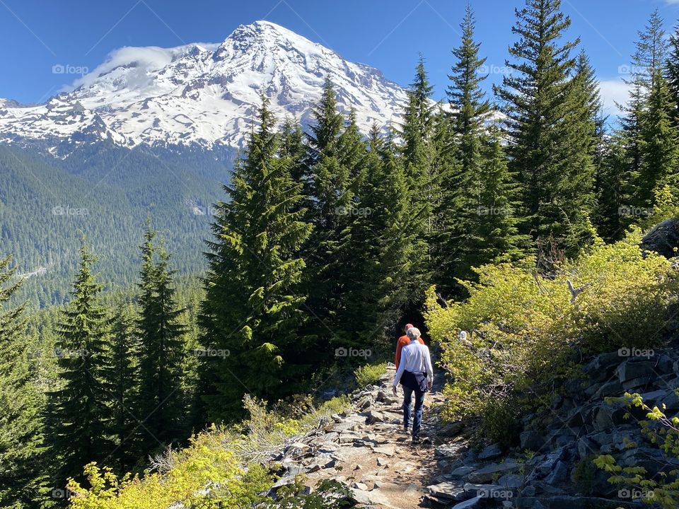 A hike down a mountain trail with a view that is simply breathtaking.