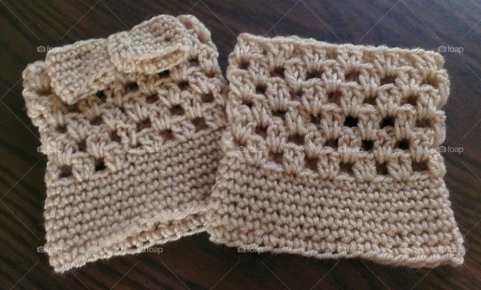 Crocheted Bow Boot Cuffs.