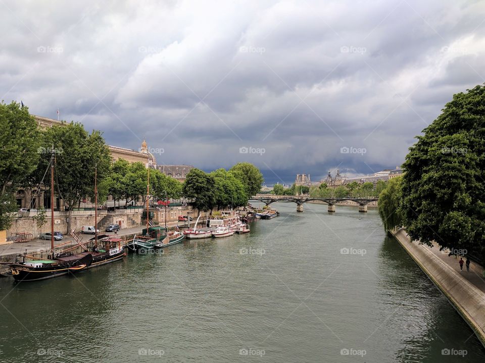View of the river & boats in Paris