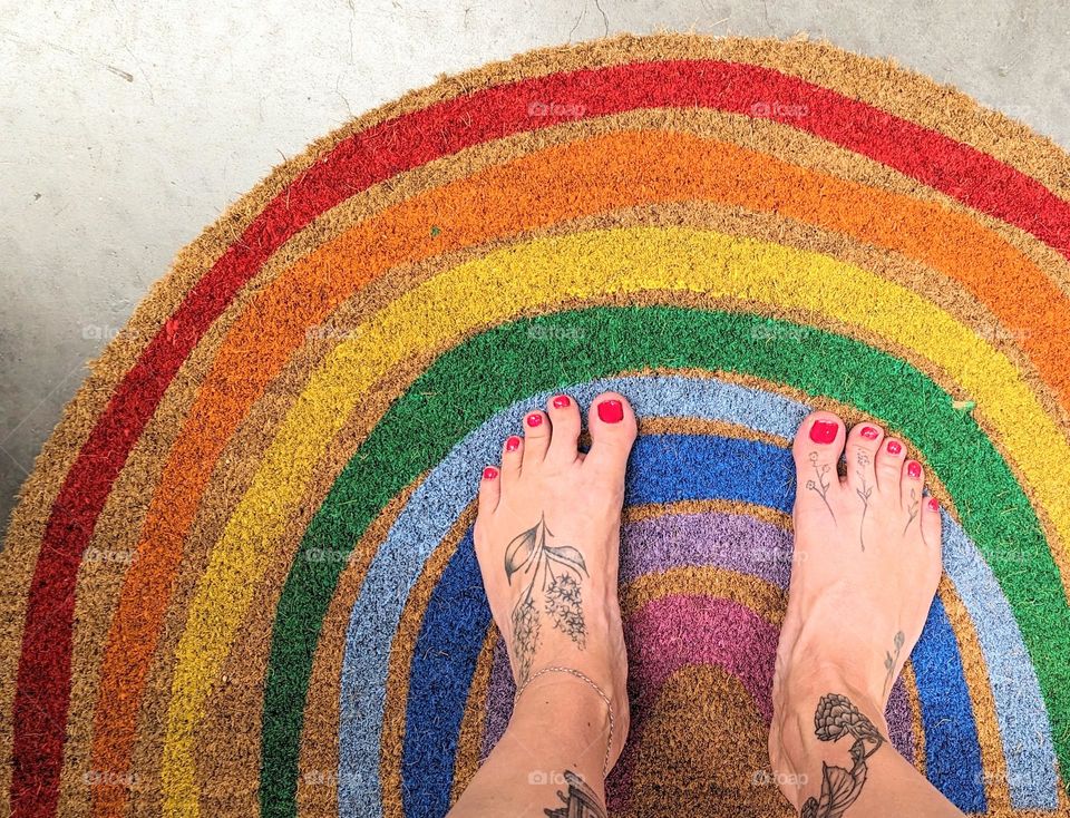 everyone welcome mat rainbow welcome mat feet on a door mat rainbow colors all are welcome love is love