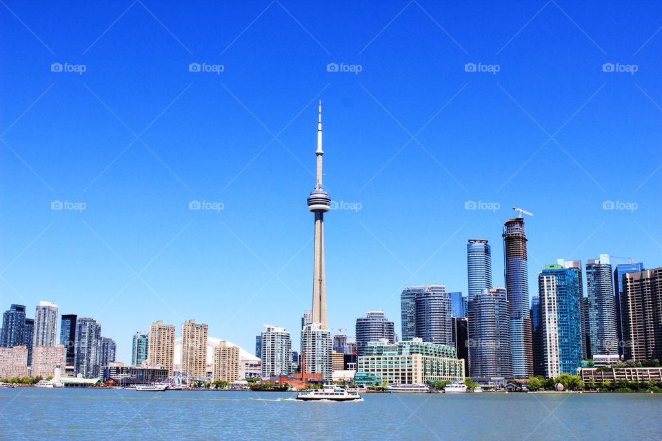 Toronto skyline with the cn tower