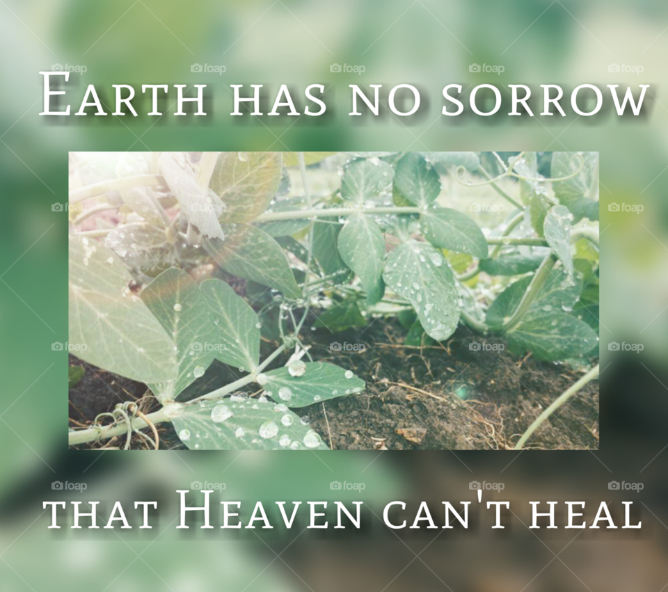 Earth has no sorrows that heaven can't heal. Have faith!