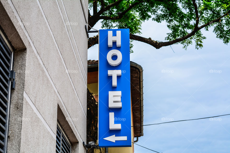 Hotel sign on the street