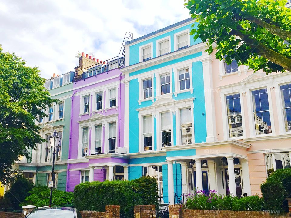 Colorful homes in London, England.
