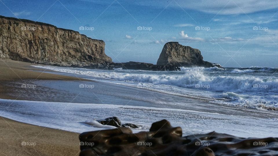 Beach Ocean Rock Cliff, Great Nature   by BT